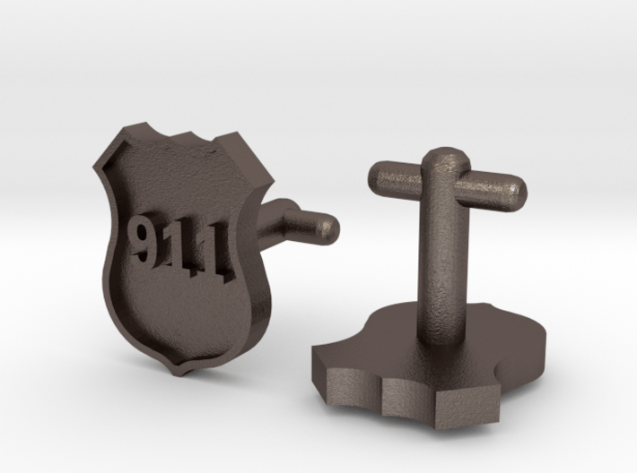 911 Police Shield Cuff-links 3d printed 