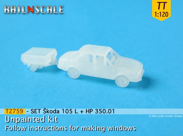 SET Skoda 105 L + HP 350.01 (TT 1:120) 3d printed 