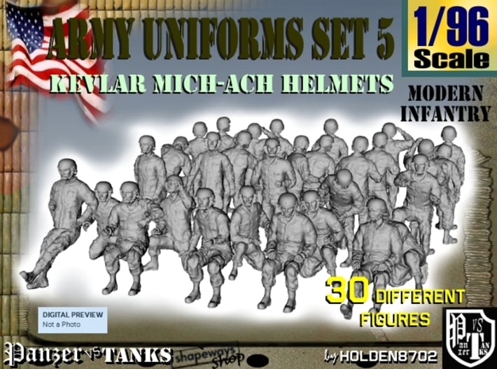 1-96 Army Modern Uniforms Set5 3d printed 