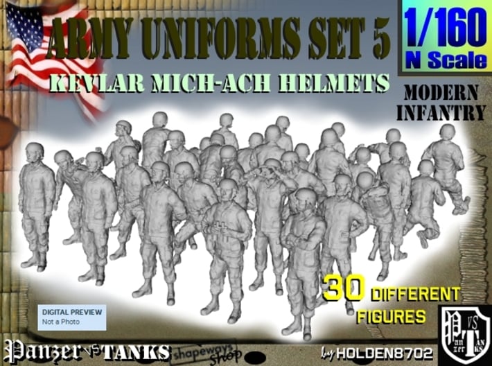 1-160 Army Modern Uniforms Set5 3d printed 