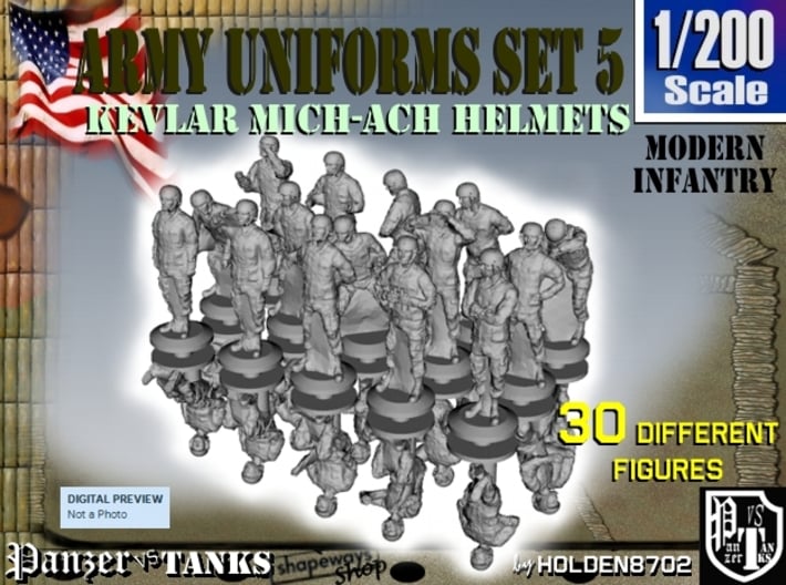 1-200 Army Modern Uniforms Set5 3d printed 