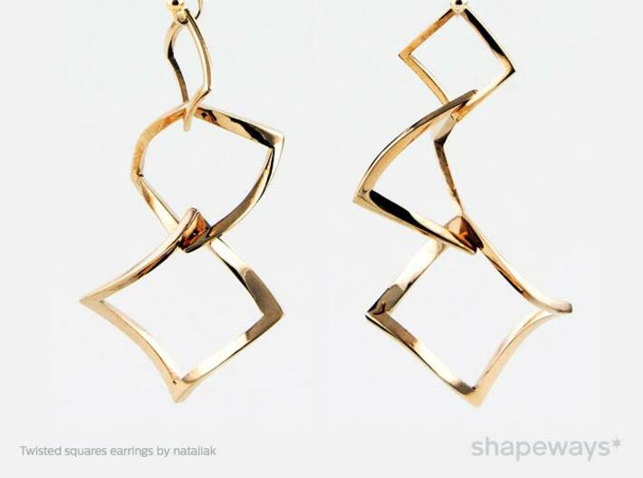 Twisted squares earrings 3d printed As seen on TV!