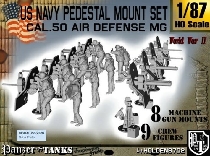1-87 US Navy AA M Gun Pedestal Mount.stl 3d printed