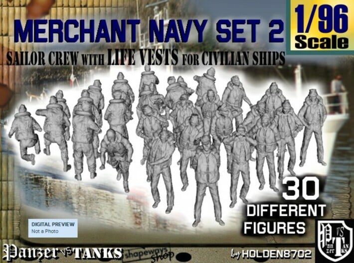 1/96 Merchant Navy Crew Set 2 3d printed