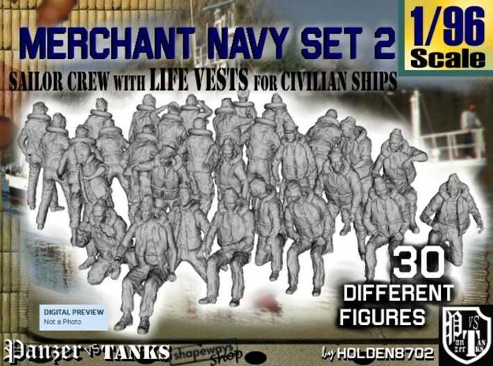 1/96 Merchant Navy Crew Set 2 3d printed 