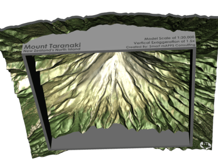 Mt Taranaki Map - 9" 3d printed 
