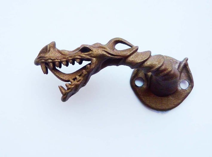 Dragon Cabinet Handle - Facing left 3d printed dragon cabinet handle - 3D printed in steel