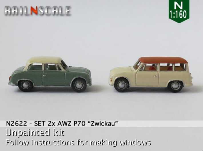 SET 2x AWZ P70 Zwickau (N 1:160) 3d printed