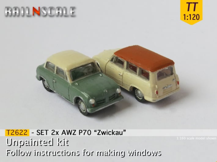 SET 2x AWZ P70 Zwickau (TT 1:120) 3d printed 