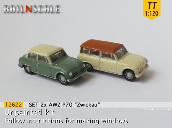SET 2x AWZ P70 Zwickau (TT 1:120) 3d printed 
