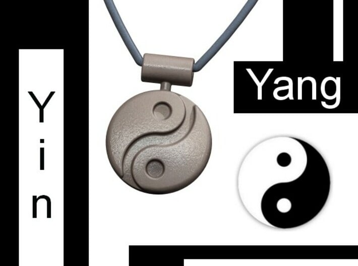 Yin Yang Pendant 3d printed Render Stainless Steel