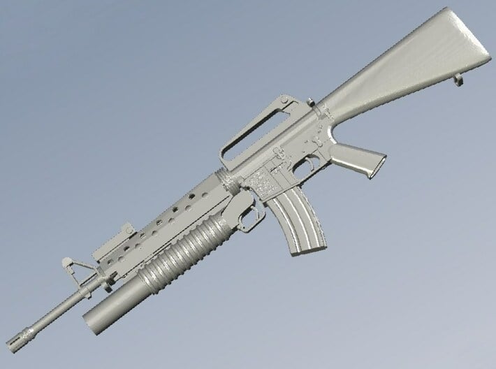 1/18 scale Colt M-16A1 & M-203 rifle x 1 3d printed 