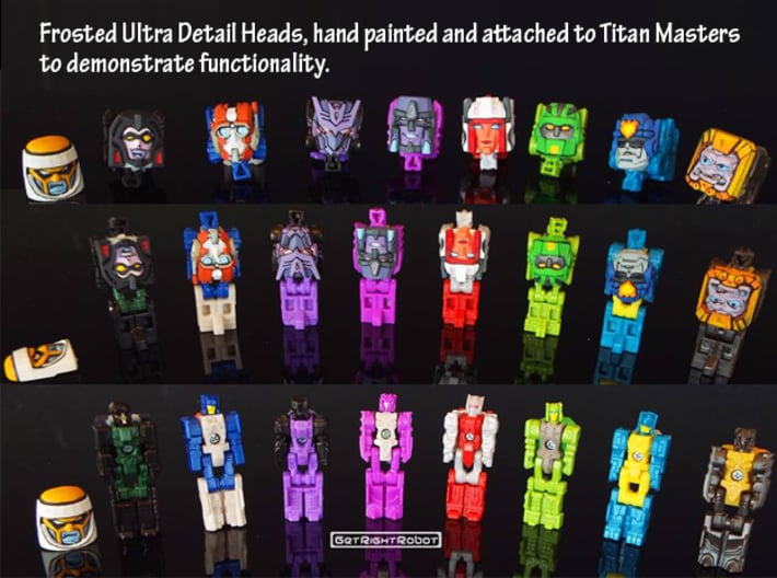 Headmonster Face 4-Pack (Titans Return) 3d printed Hand painted faceplates shown on Titanmasters to demonstrate functionality (this face not shown)