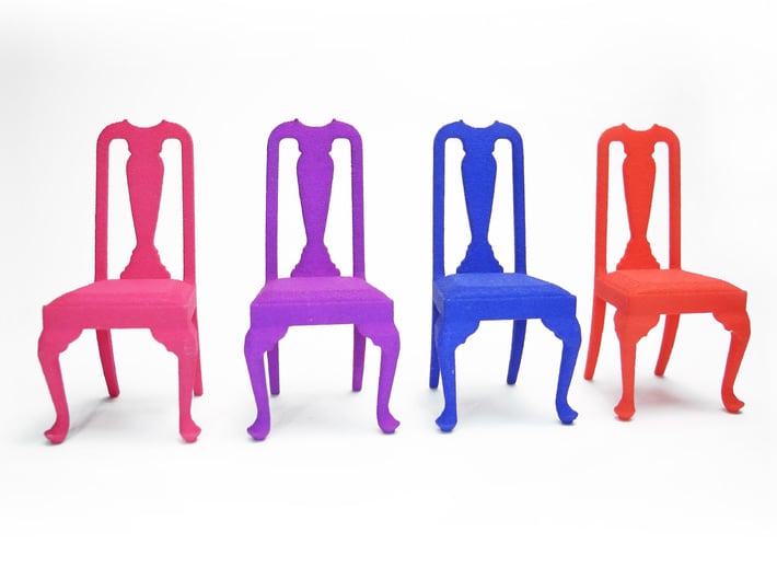 1:24 Queen Anne Chair 3d printed Dyed, Strong & Flexible Colors