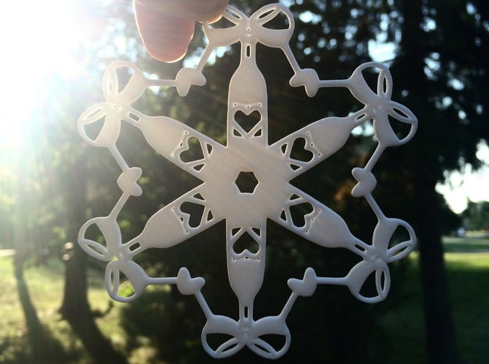 Wine Glasses & Bottles Snowflake Ornament 3d printed cheers!! 