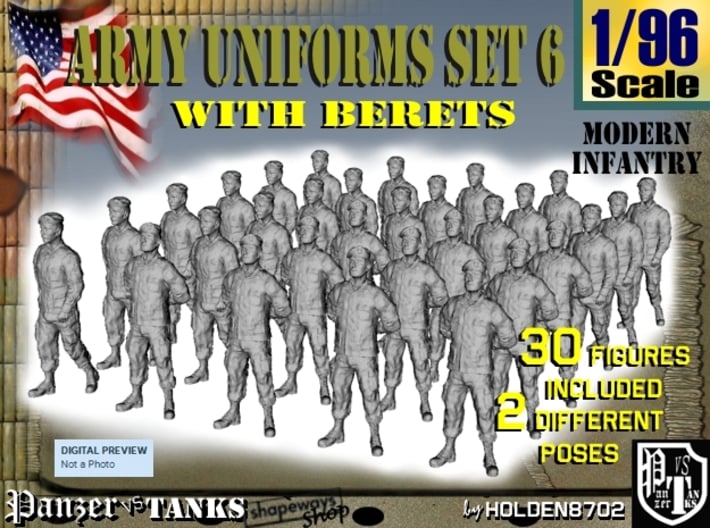 1-96 Army Modern Uniforms Set6 3d printed