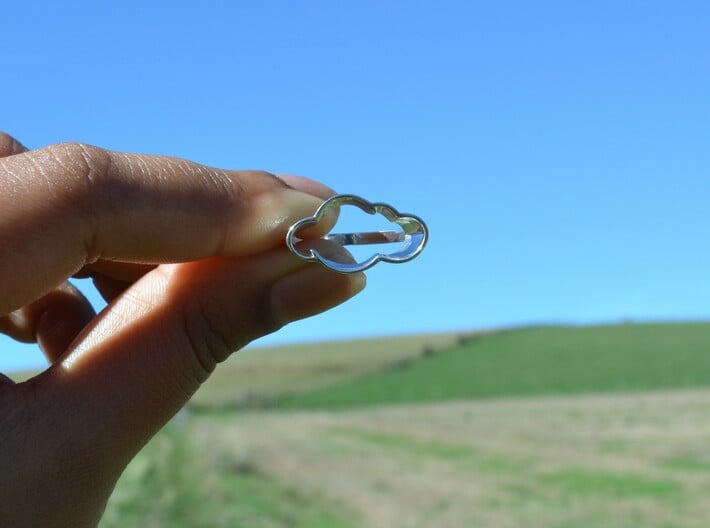Cloud Ring, Every Cloud has a Silver Lining 3d printed Polished Silver