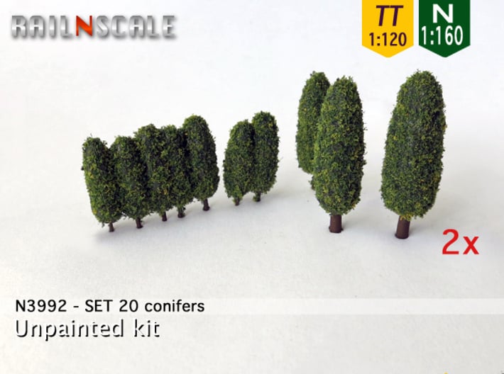 SET 20x Conifers (N 1:160 - TT 1:120) 3d printed