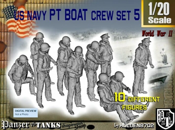 1-20 US Navy PT Boat Crew Set5 3d printed 