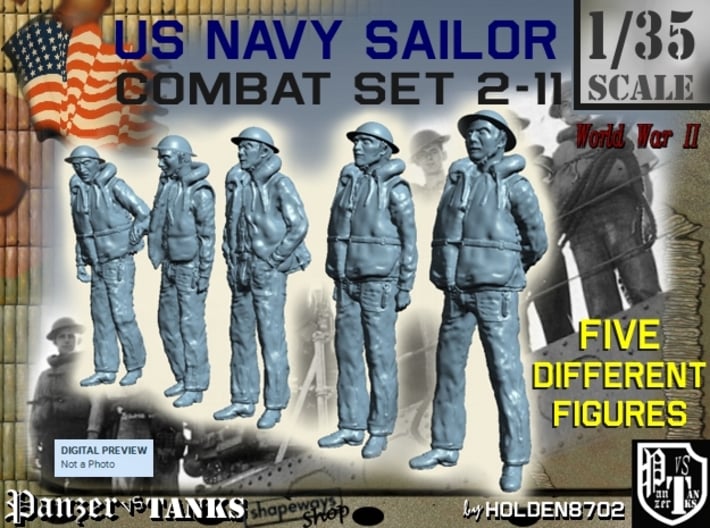 1-35 US Navy Sailors Combat SET 2-11 3d printed