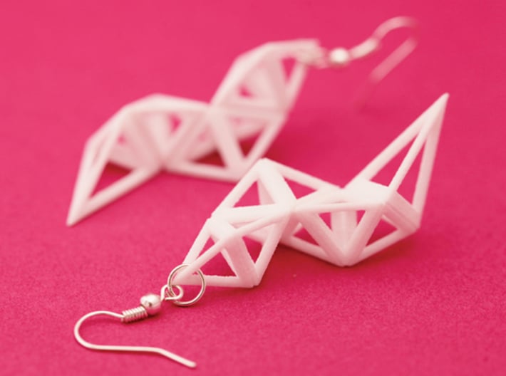 CRYSTAL - earrings 3d printed Crystal in white