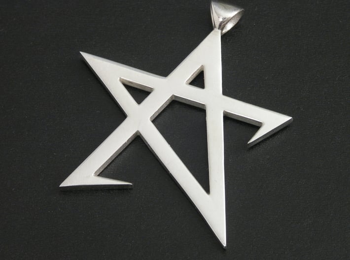 Broken Pentagram Pendant 3d printed printed in polished silver