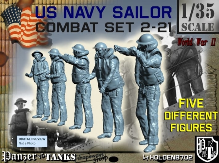 1-35 US Navy Sailors Combat SET 2-21 3d printed