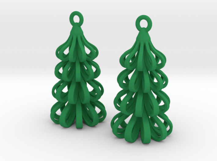 Tree - 3D Printed Earrings in Plastic 3d printed 