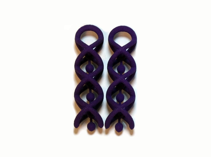 Helix Dangle Earrings V1 3d printed Printed in Violet Polished Nylon