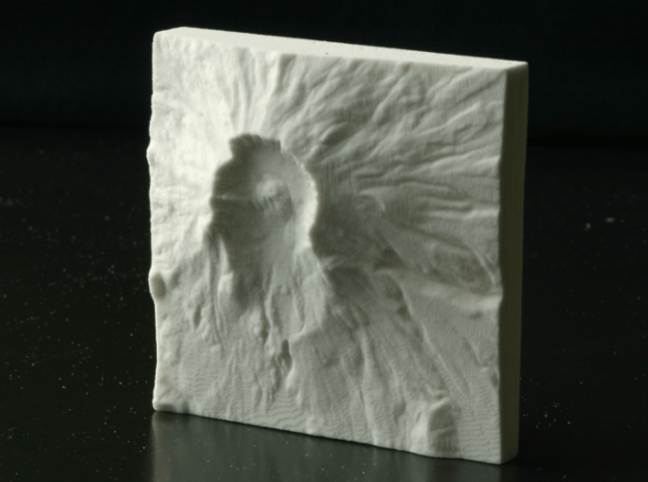 3'' Mt. St. Helens, Washington, USA, Sandstone 3d printed Photo of actual 3D print, view from overhead, North is down