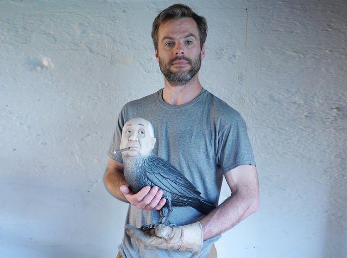 Alfred Hitchcrow 3d printed Me with my wood sculpture. Your 3D print was made available from a scan of this.