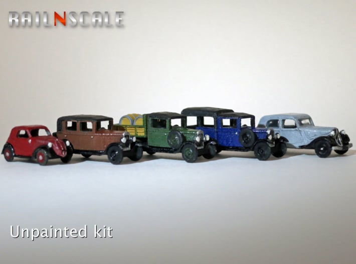 SET French and Italian 1930s cars (N 1:160) 3d printed 