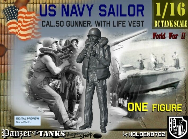 1-16 US Navy Sailor Lifevest MG-1 3d printed