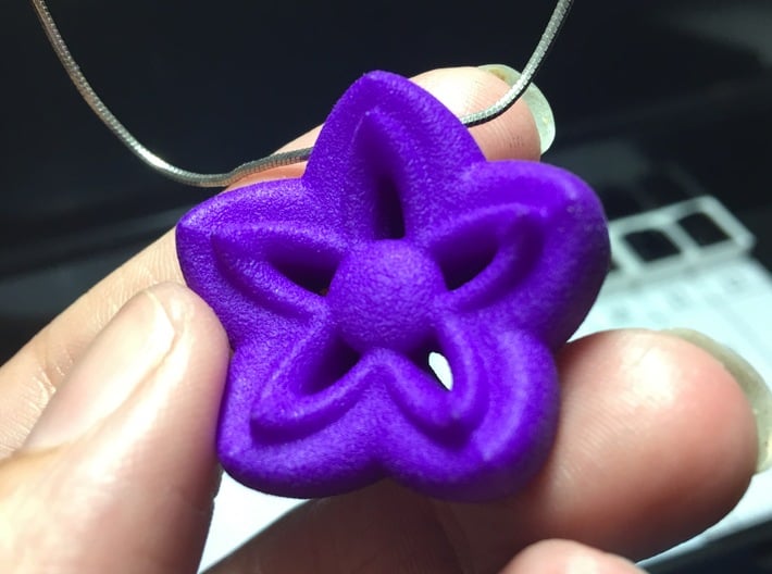 Kanzashi Pendant 3d printed Purple Strong & Flexible Polished
