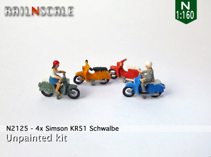 4x Simson KR51 Schwalbe (N 1:160) 3d printed 