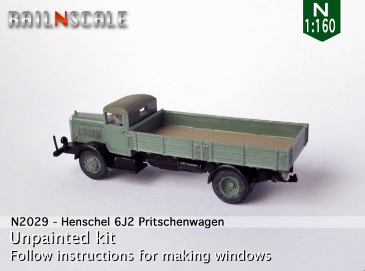 Henschel 6J2 Pritsche (N 1:160) 3d printed 