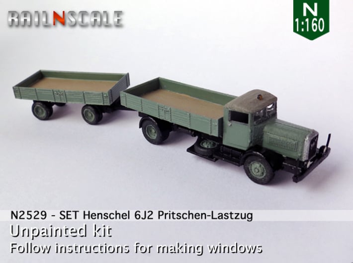 Henschel 6J2 Pritschen-Lastzug (N 1:160) 3d printed