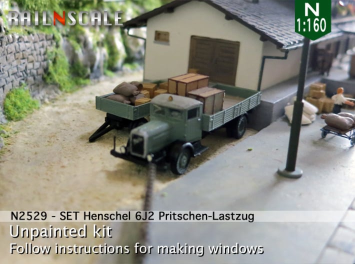 Henschel 6J2 Pritschen-Lastzug (N 1:160) 3d printed 