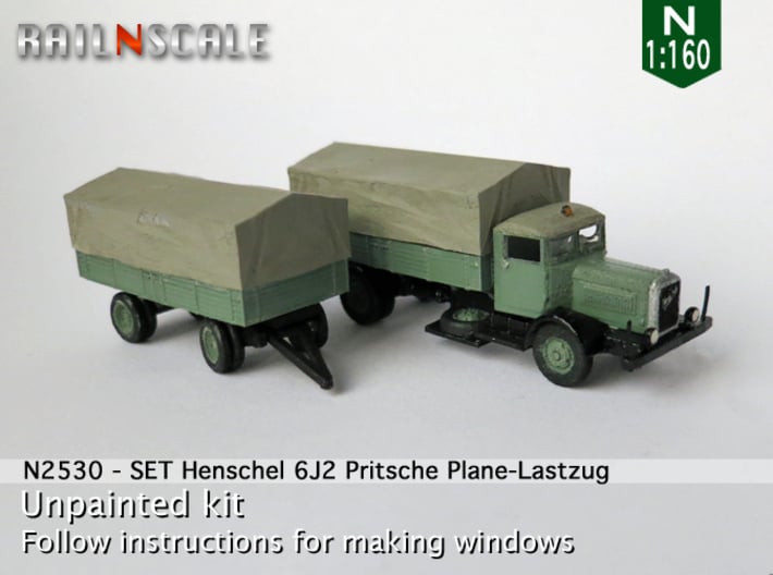 Henschel 6J2 Pritsche Plane-Lastzug (N 1:160) 3d printed 