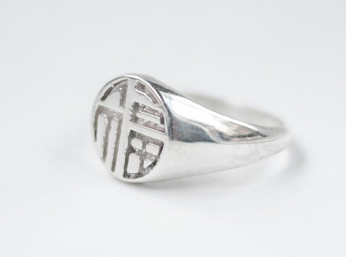 Fortune (Luck) - Lady Signet Ring 3d printed Fortune Lady Signet Ring in Polished Silver