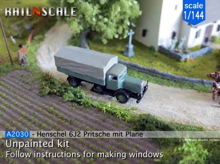 Henschel 6J2 Pritsche mit Plane (1/144) 3d printed 