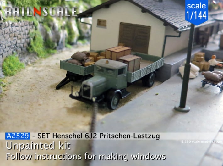 Henschel 6J2 Pritschen-Lastzug (1/144) 3d printed 