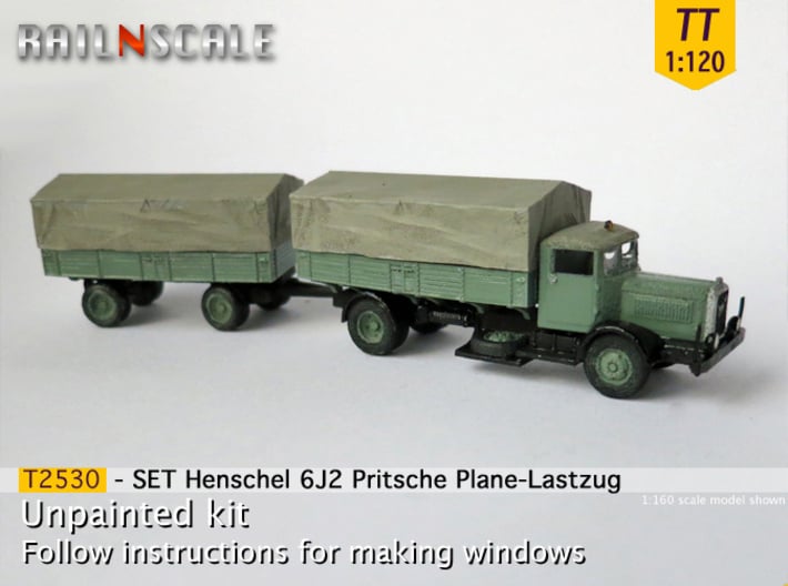 Henschel 6J2 Pritsche Plane-Lastzug (TT 1:120) 3d printed