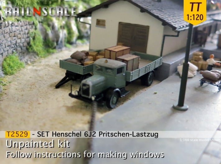 Henschel 6J2 Pritschen-Lastzug (TT 1:120) 3d printed 