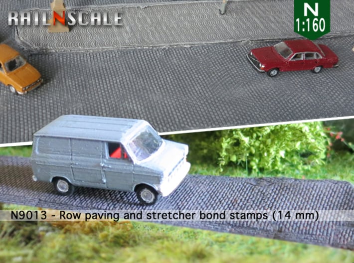 Row paving and stretcher bond stamps (N 1:160) 3d printed 