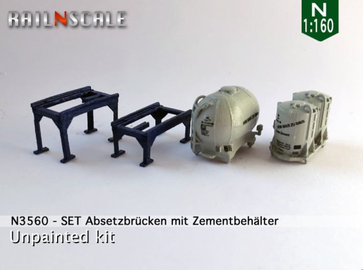 SET 2 Absetzbrücken und 2 Behälter (N 1:160) 3d printed 