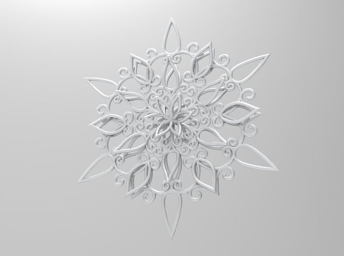 Floral Snowflake Christmas Ornament 1 3d printed 