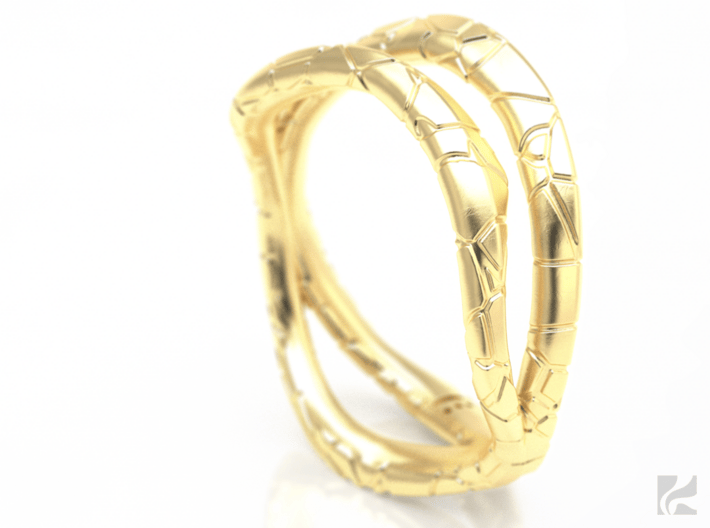 Dual Modern Ring 3d printed Gold