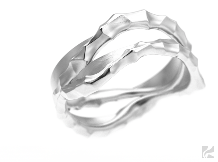 Full Dual Voronoi Ring 3d printed Silver