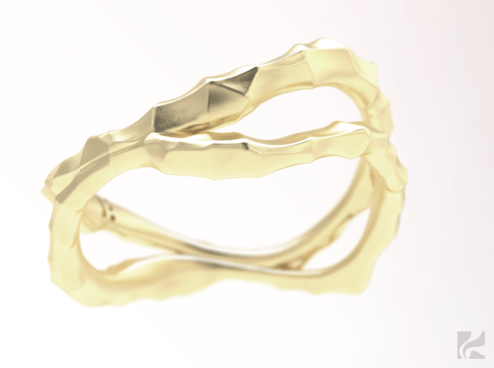 Dual Voronoi Ring 3d printed Gold